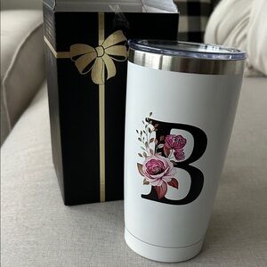 NWT B Monogram 20 oz Insulated Coffee Tumbler with Lid